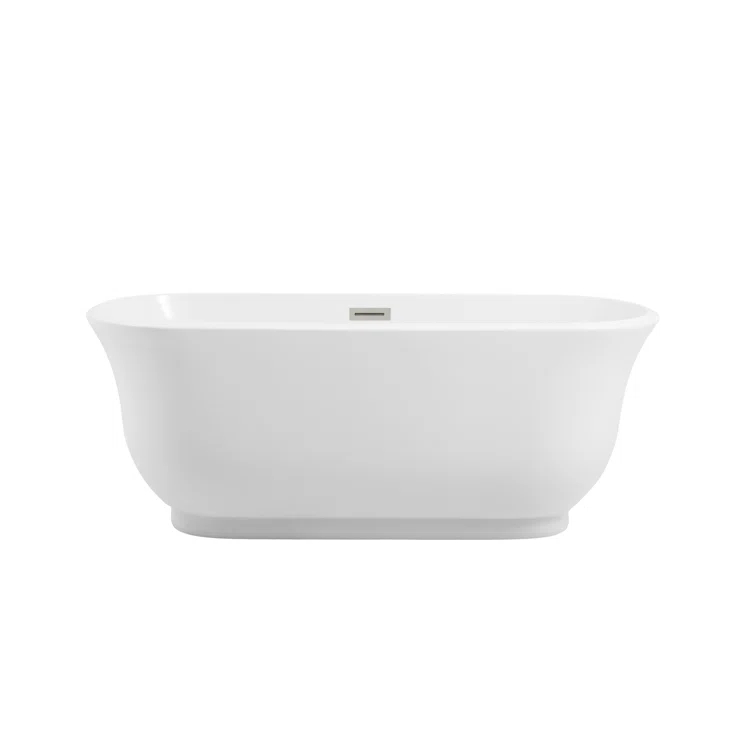Elegant Kitchen and Bath 59 Inch Soaking Bathtub with Polished White Trim
