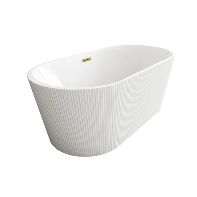 Living District 59 Inch Bathtub in Glossy White with Trim BT30759GW-BGD