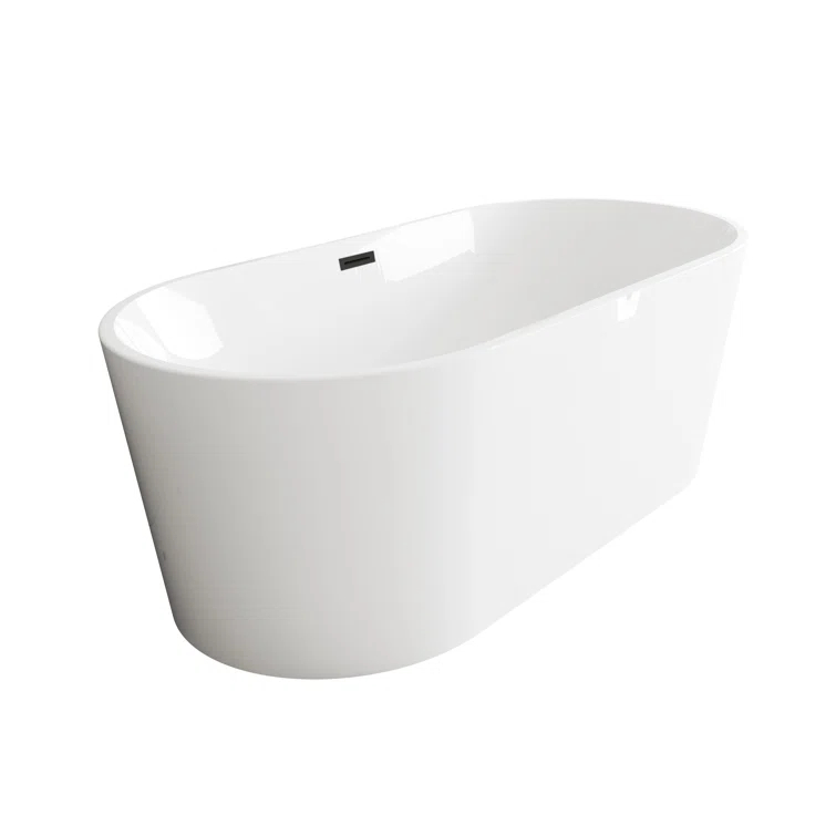 Living District 67 Inch Bathtub in Glossy White with Trim BT30167GW-MBK