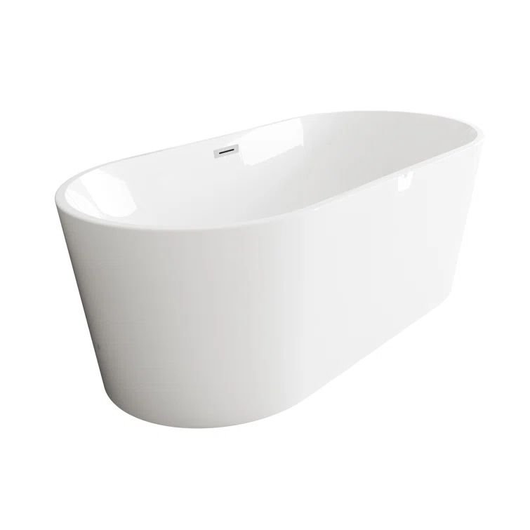 67 Inch Bathtub in Glossy White with Trim