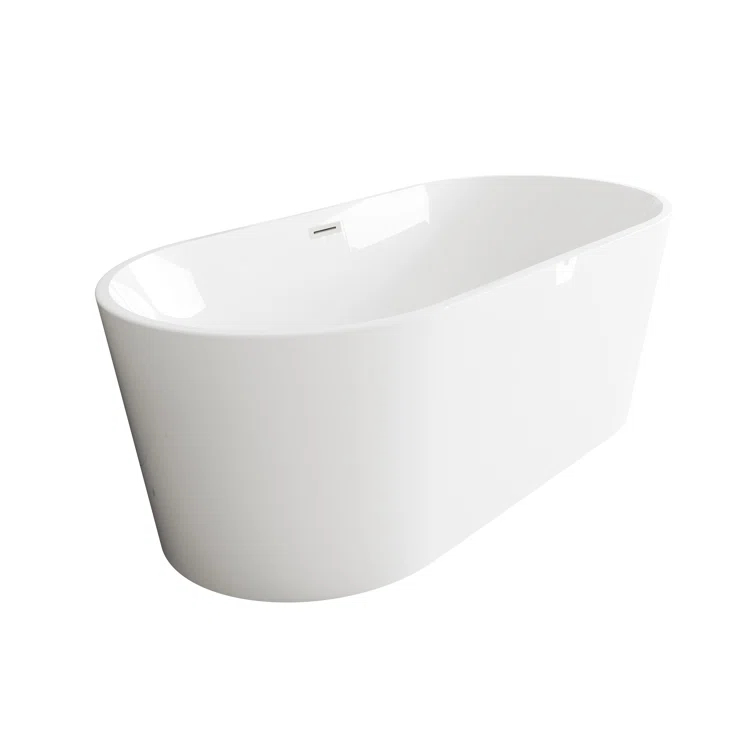 Living District 67 Inch Bathtub in Glossy White with Trim BT30167GW-BNK