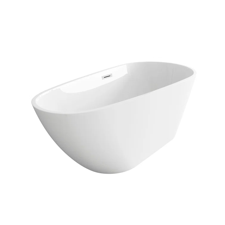 59 Inch Bathtub in Glossy White with Trim