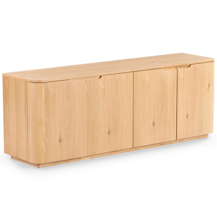 Natural Rubberwood 4-Door Sideboard with Zinc Details
