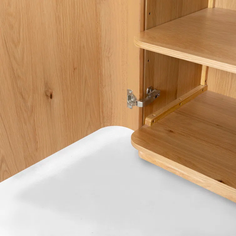 Natural Rubberwood 4-Door Sideboard with Zinc Details