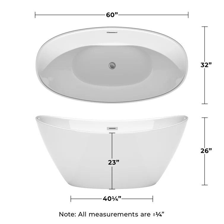 Dorrit 60" x 32" Freestanding Soaking Acrylic Bathtub with Faucet