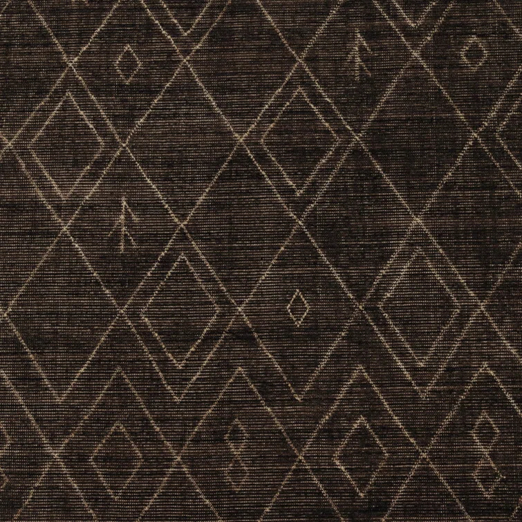 Espresso Hand-Knotted Wool and Cotton Moroccan Area Rug, 9' x 12'