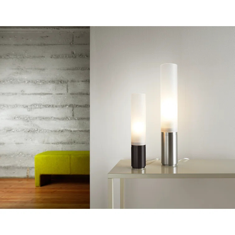 Elise 18" Silver Machined Aluminum Table Lamp with Frosted Acrylic