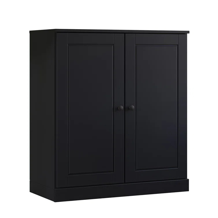 100% Solid Wood 3-Shelf Bookcase with Solid Doors and Adjustable Shelves