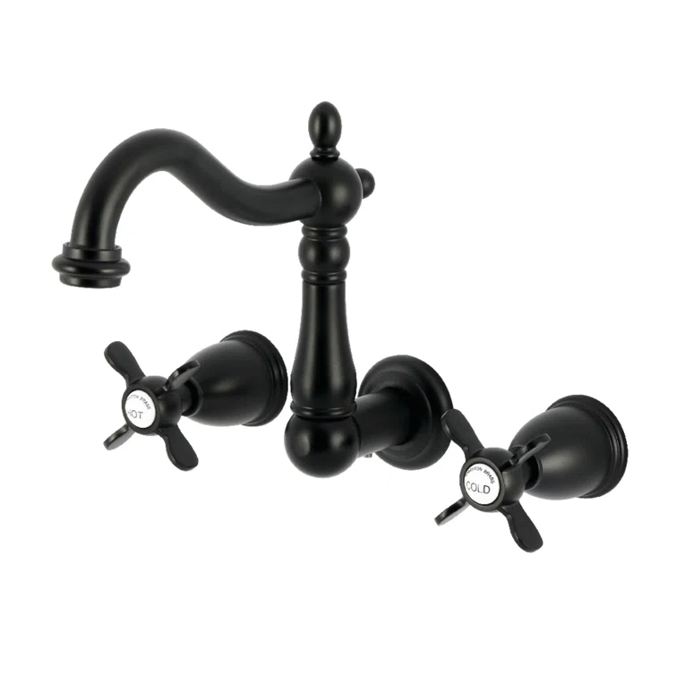 Kingston Brass Heritage Two-Handle 3-Hole Wall Mount Bathroom Faucet