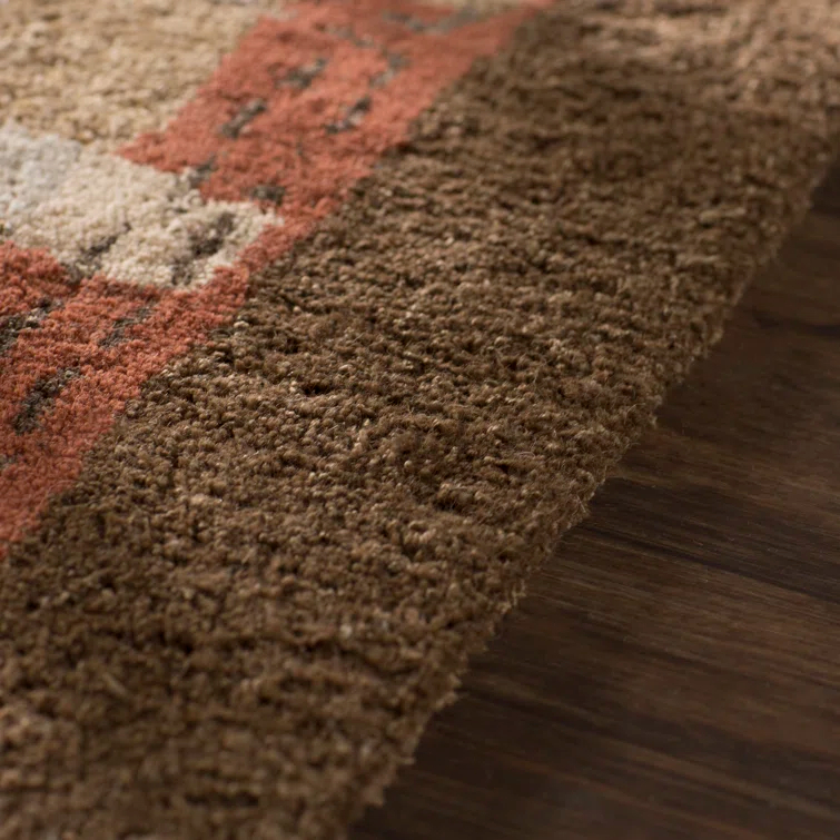Martha Stewart Hand Tufted Wool/Viscose Plaid Rug in October Leaf Red