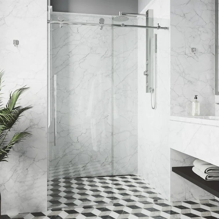 Elan E-Class 44-48" W x 76" H Sliding Frameless Shower Door with 3/8" Clear Glass