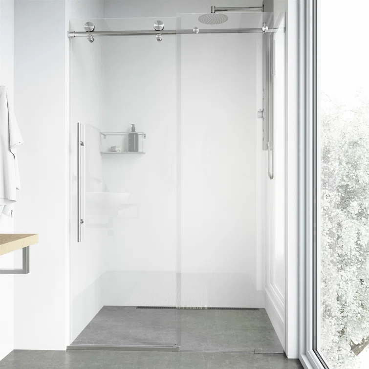 Elan E-Class 44-48" W x 76" H Sliding Frameless Shower Door with 3/8" Clear Glass