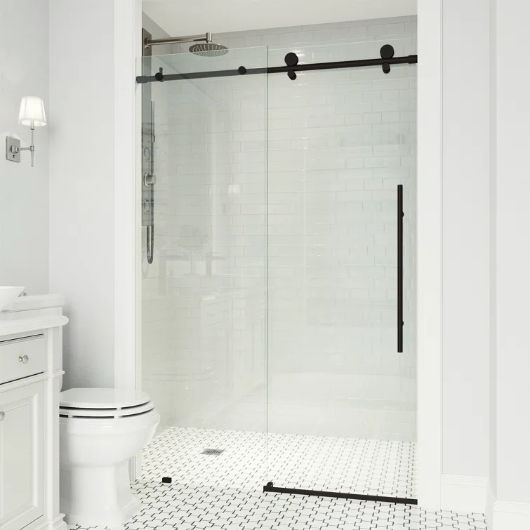 Elan E-Class 44-48" W x 76" H Sliding Frameless Shower Door with 3/8" Clear Glass