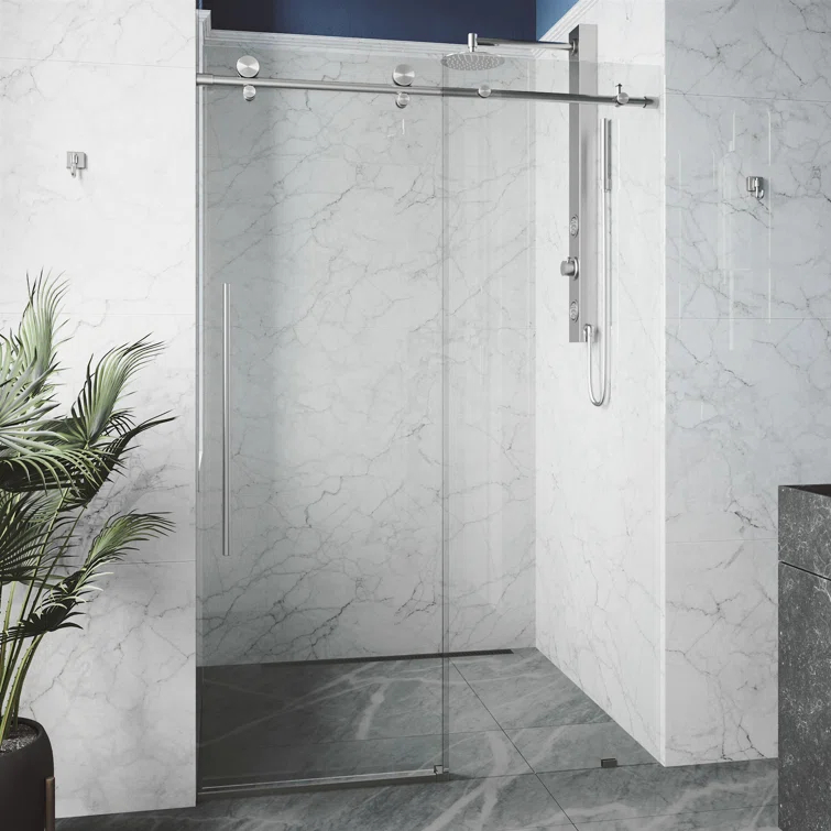 Elan E-Class 44-48" W x 76" H Sliding Frameless Shower Door with 3/8" Clear Glass