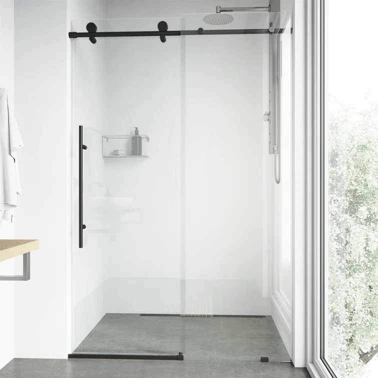 Elan E-Class 56-60" W x 76" H Sliding Frameless Shower Door with 3/8" Clear Glass