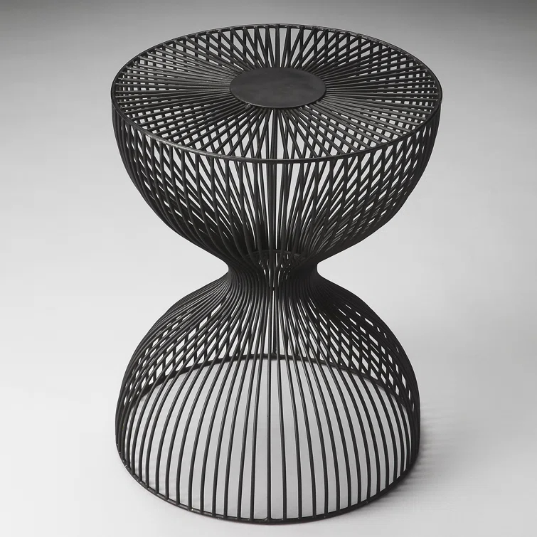 Nicholas 14 in. W Black Round Iron End Table