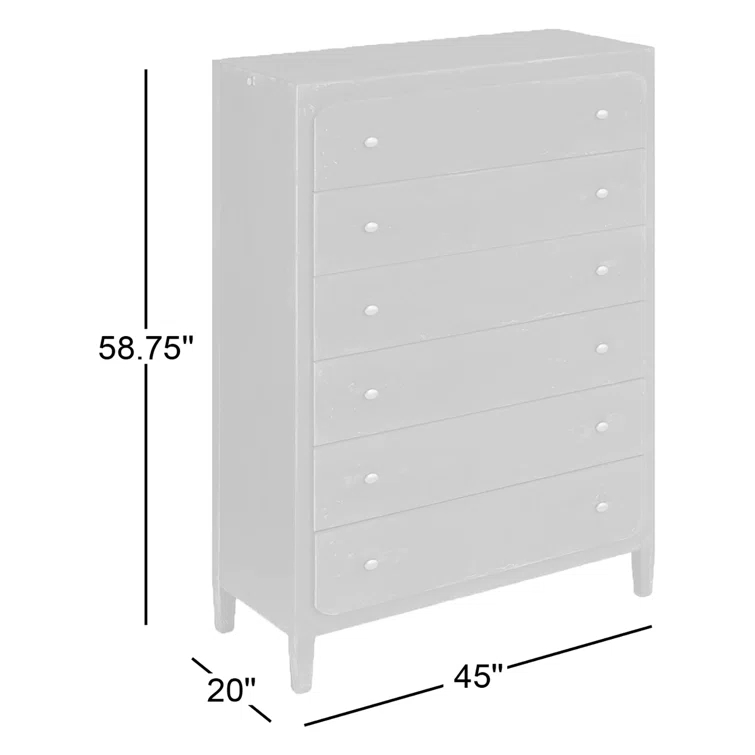 Black Transitional 6-Drawer Dresser with Brass Hardware