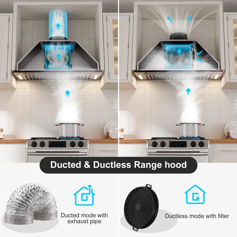 36 In. 900 Cfm Insert Range Hood In Black Stainless Steel With Dishwasher Filter