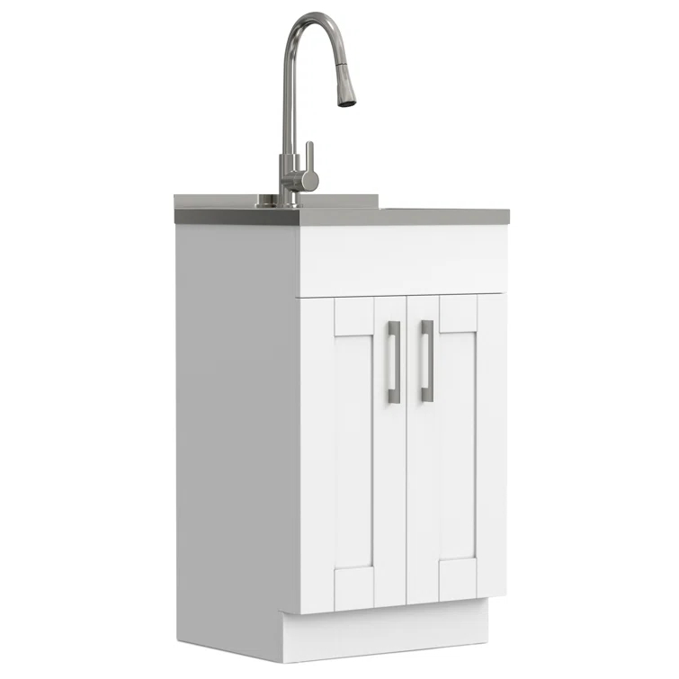 Modern Wide Shaker All-In-One 20-inch Laundry Utility Sink and Cabinet