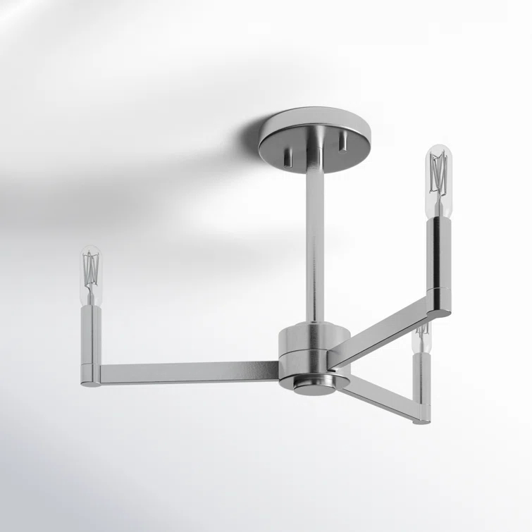 Fullton Brushed Nickel 3-Light Contemporary Semi-Flush Mount