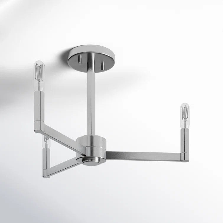 Fullton Brushed Nickel 3-Light Contemporary Semi-Flush Mount