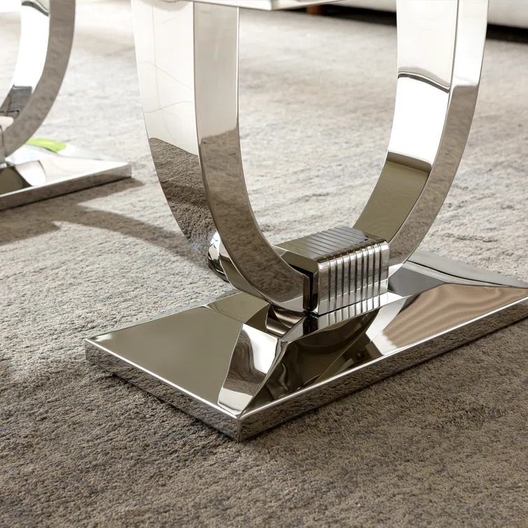 Rectangle Marble Coffee Table With Stainless Steel Base