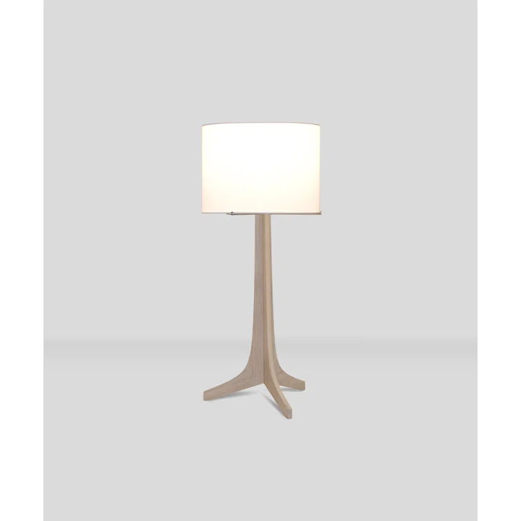 Brushed Aluminum & White Linen Drum Shade LED Table Lamp