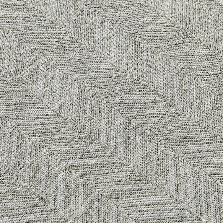 Stone Gray Handwoven Chevron Medium Rug 5'x8' - Reversible & Stain-Resistant