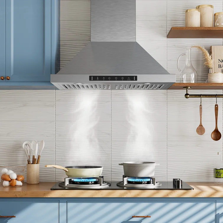 36" 900 CFM Convertible Wall Mount Range Hood with LED Lights & Hands-Free Control