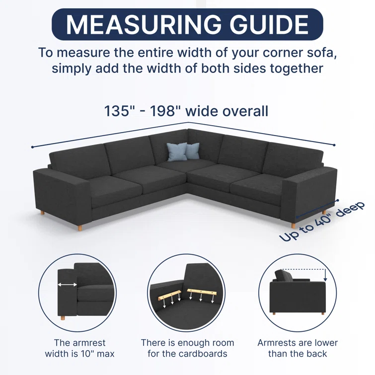 Stretchy Slipcover for Corner Sofa - Easy to Clean & Durable - Microfibra Collection