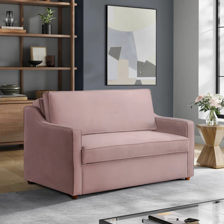 Serta Juliette 62.2'' Full Convertible Sofa w/ Velvet Upholstery