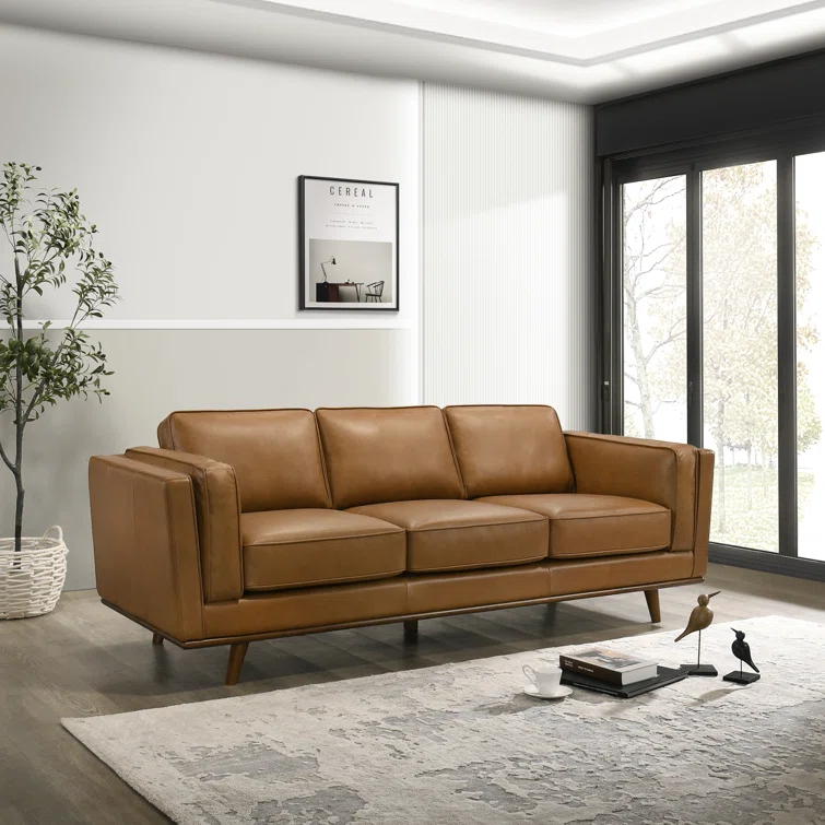 Rosanella 89'' Genuine Leather Sofa
