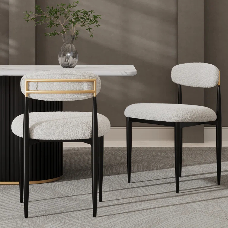 2 Pieces Boucle Armless Dining Chair, Upholstered Accent Chair