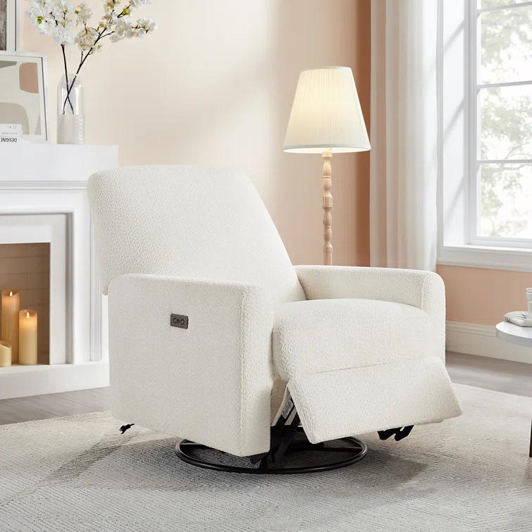 31.5 Inch Boucle Swivel Glider Power Recliner