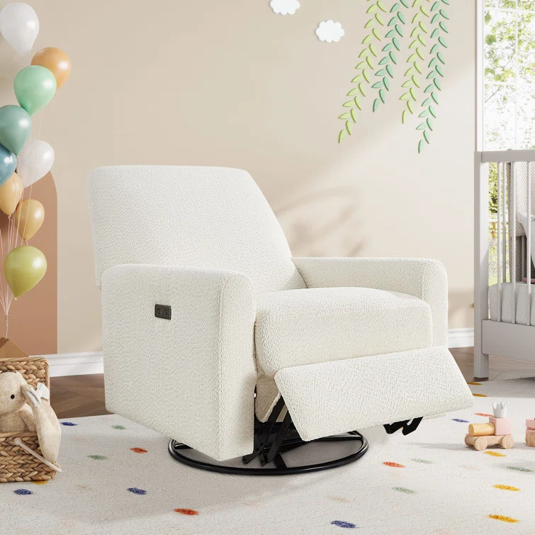 31.5 Inch Boucle Swivel Glider Power Recliner