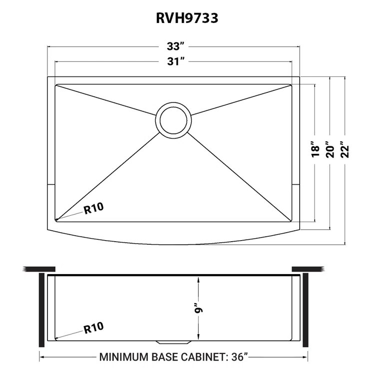 Ruvati 33-inch Apron-Front Farmhouse Kitchen Sink -Stainless Steel