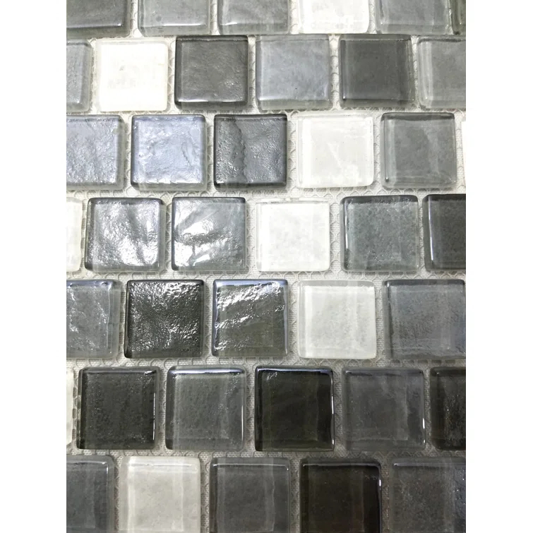 Geo 1 in. x 1 in. Textured Glass Straight Edge Brick Mosaic Wall & Pool Tile