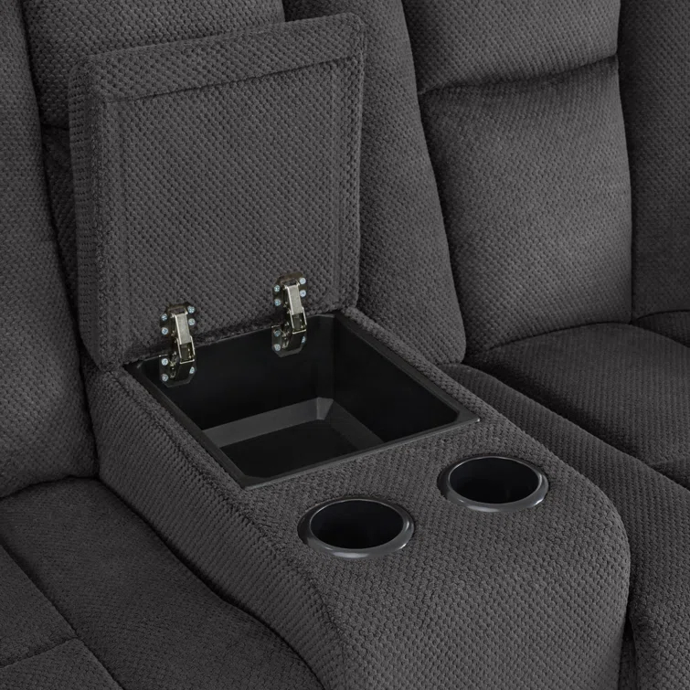 Power Reclining Sofa with Heat and Massage, USB Ports, Cup Holders, 3-Seat Dual Recliner Sofa