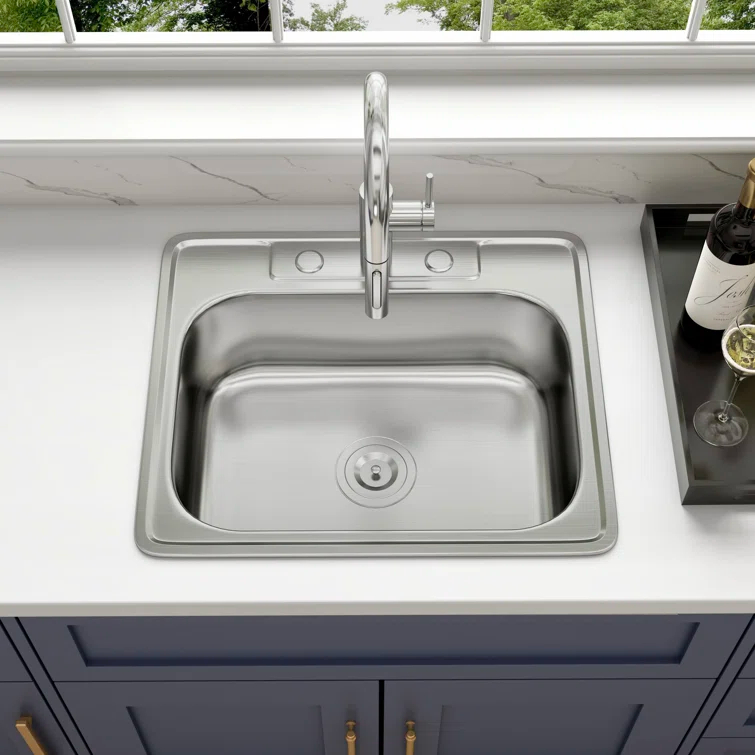 Blenzia 25 Inch Topmount Drop In Kitchen Sink 304 Stainless Steel Sinks 25" X 22" X 8"