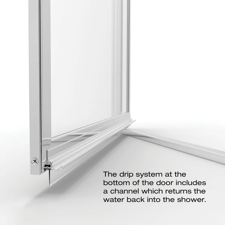 Deluxe 57.5'' W 68.6'' H Framed Neo-angle Reversible Shower Enclosure