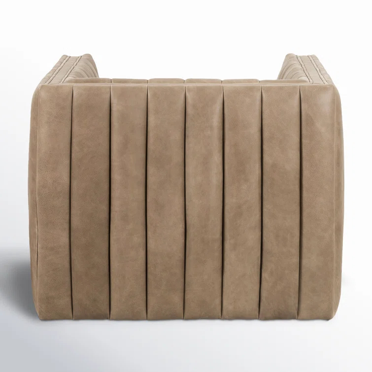 Palermo Drift Glove Leather Swivel Accent Chair in Brown