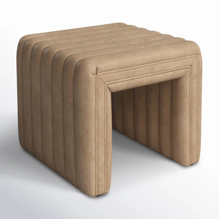 Augustine Modern Tufted Tawny Brown Leather Ottoman