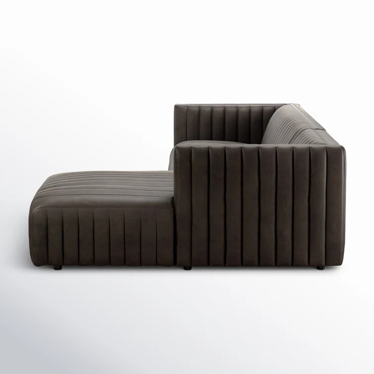 Deacon Wolf Genuine Leather Tufted Two-Piece Sectional Sofa