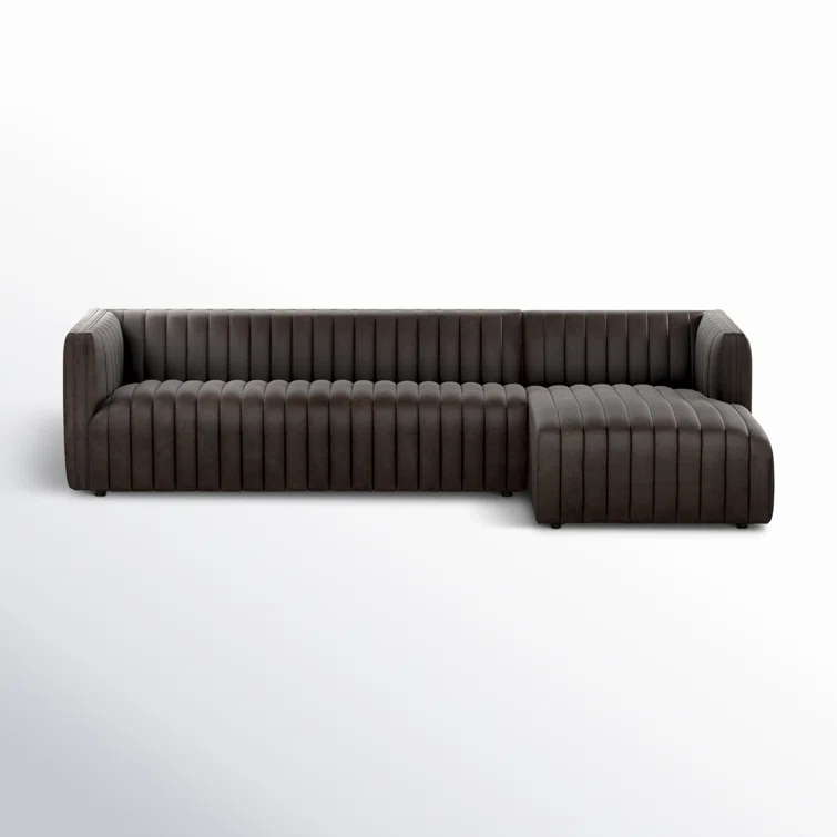 Deacon Wolf Genuine Leather Tufted Two-Piece Sectional Sofa