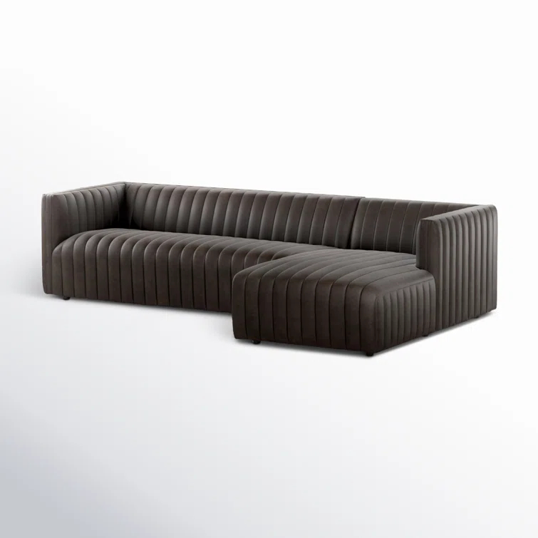 Deacon Wolf Genuine Leather Tufted Two-Piece Sectional Sofa