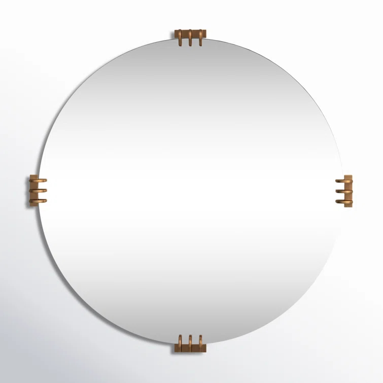 Aubrey 30" Round Frameless Gold Wall Mirror
