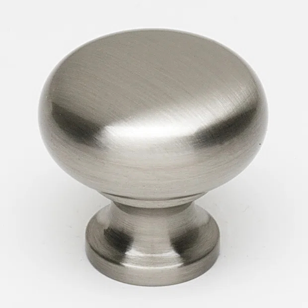 Brushed Satin Nickel Round Cabinet Knob with Mounting Hardware