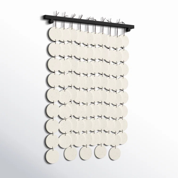 Speckled Cream Ceramic Wall Hanging with Brown Rope