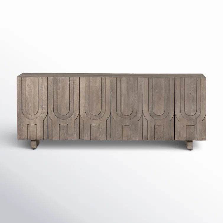 Maya Aged Grey 72" Reclaimed Wood Media Console with Cabinet