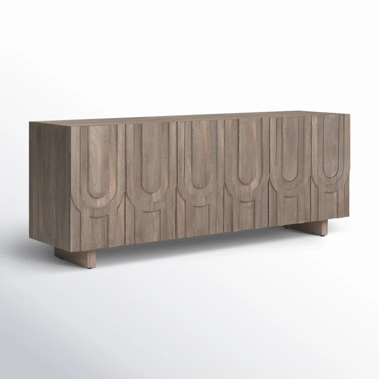 Maya Aged Grey 72" Reclaimed Wood Media Console with Cabinet